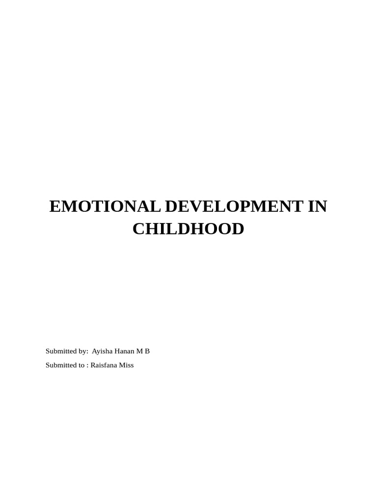 Childhood Emotional Development Guide | PDF | Emotions | Psychological ...