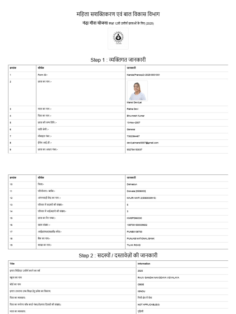 WECDUK - Nanda Gaura Yojana Application Panel | PDF