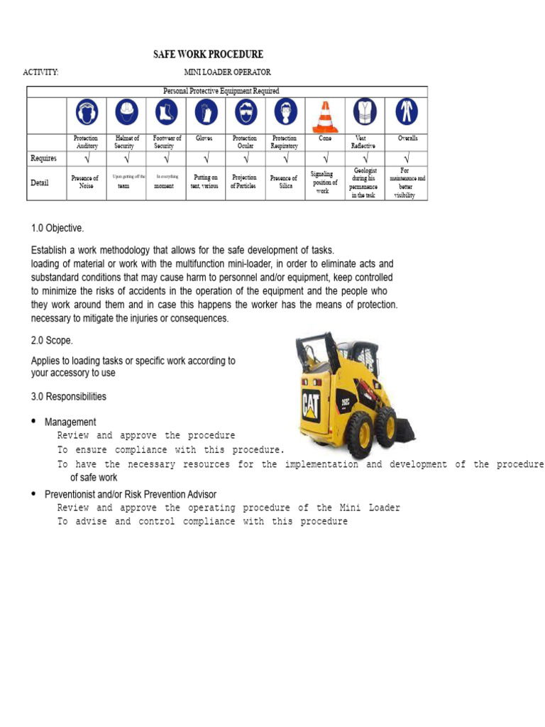 Mini Loader Operator Safety Procedure | PDF | Traffic Collision ...