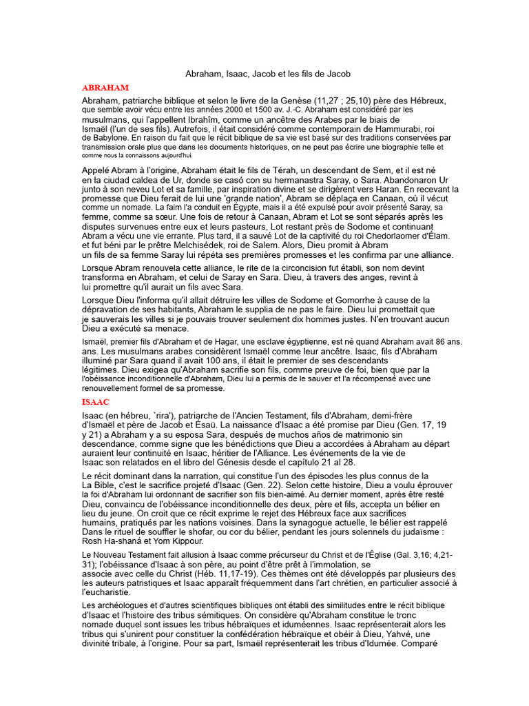 Abraham, Isaac et Jacob : Patriarches hébreux | PDF | Abraham | Jacob