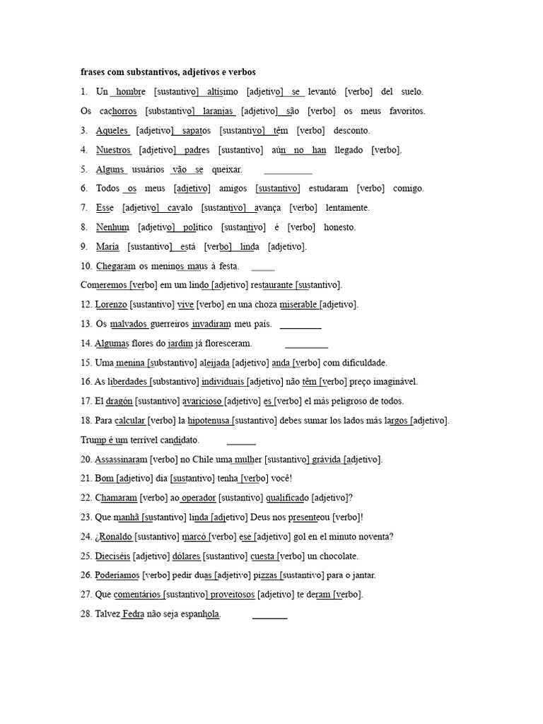 Frases com substantivos | PDF
