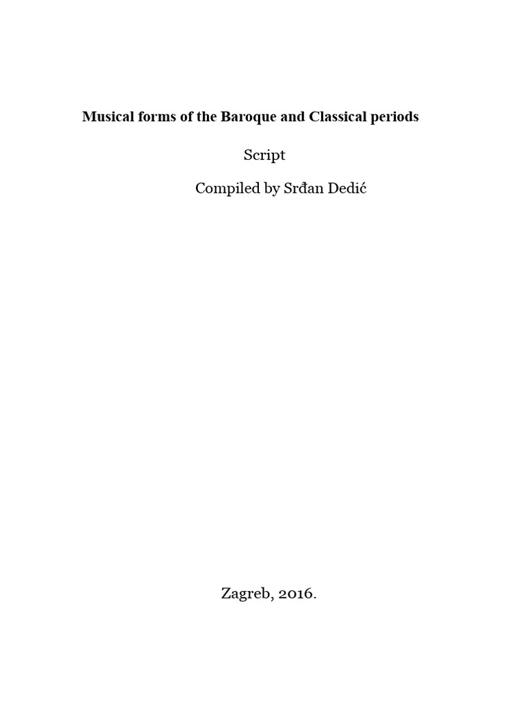 Srđan Dedić - Musical Forms and Styles 1 - Script PDF | PDF | Concerto ...