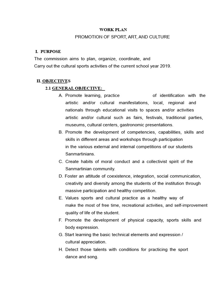 2019 Cultural and Sports Promotion Plan | PDF | Sports | Liberal Arts ...