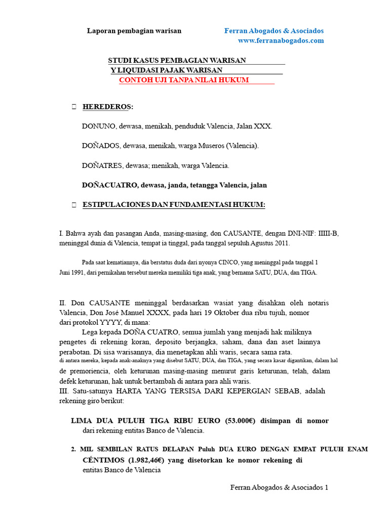Contoh Penyelesaian Warisan | PDF