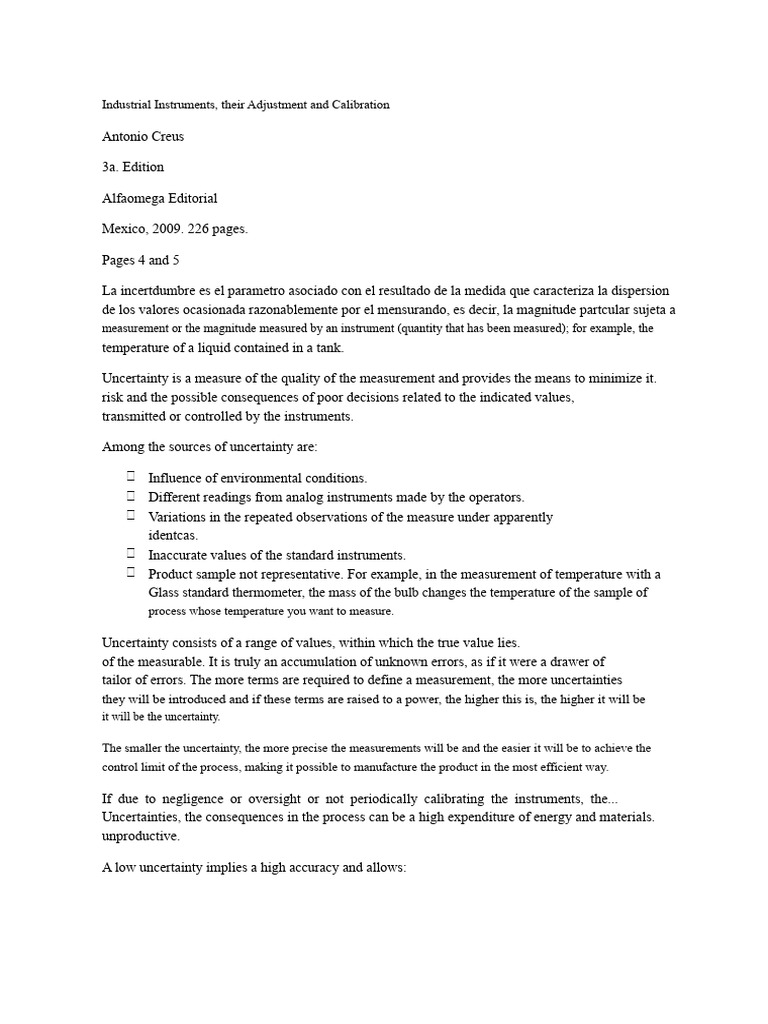Calibration and Adjustment of Industrial Instruments | PDF ...