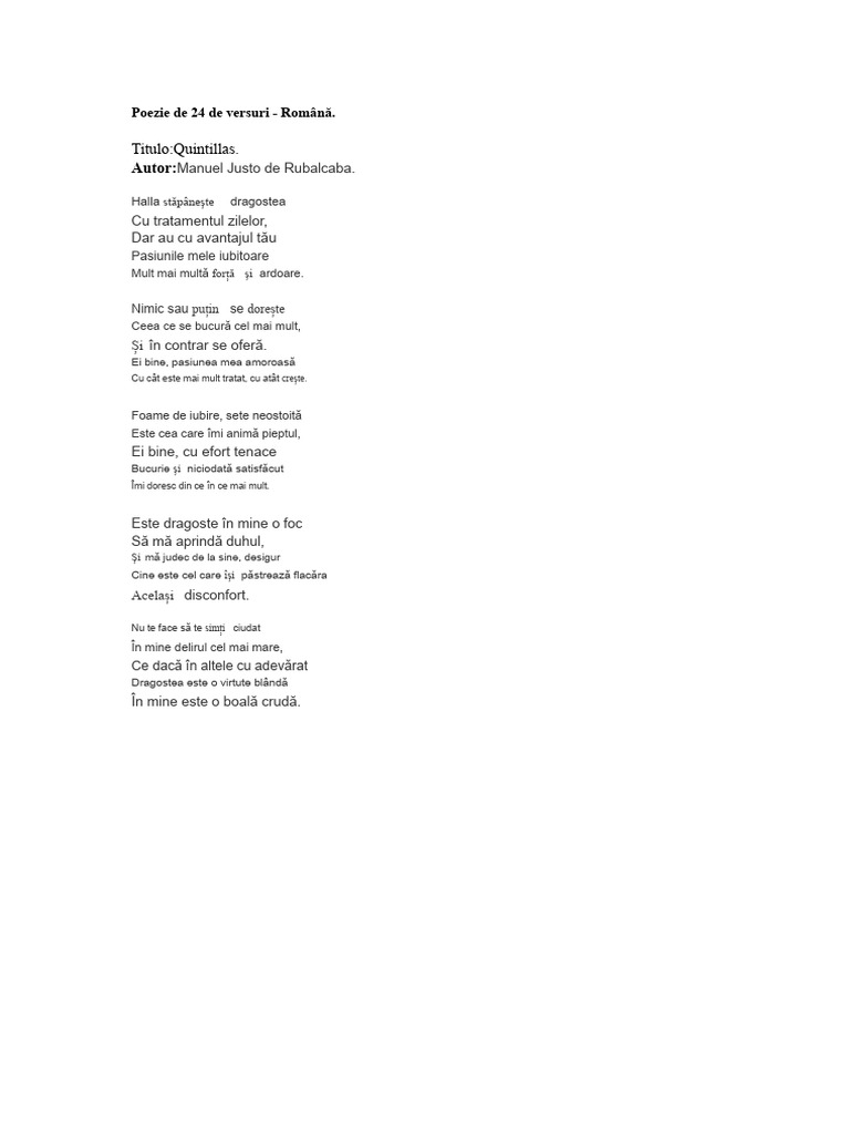 Poezie de 24 de Versuri | PDF