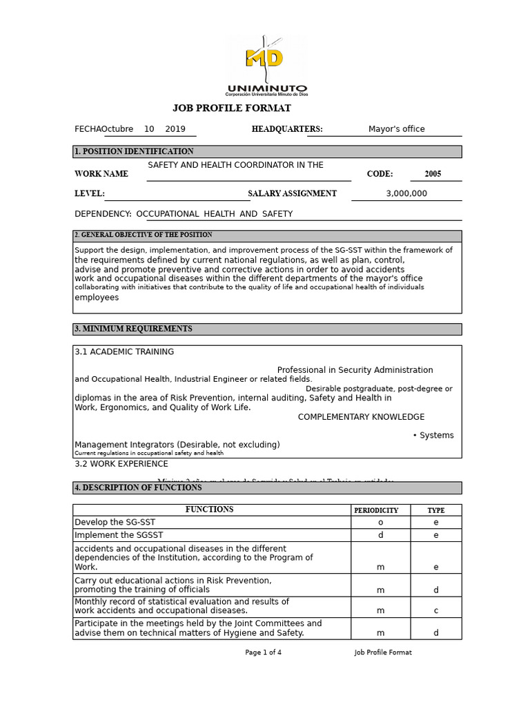 Job Profile | PDF | Occupational Safety And Health | Perception