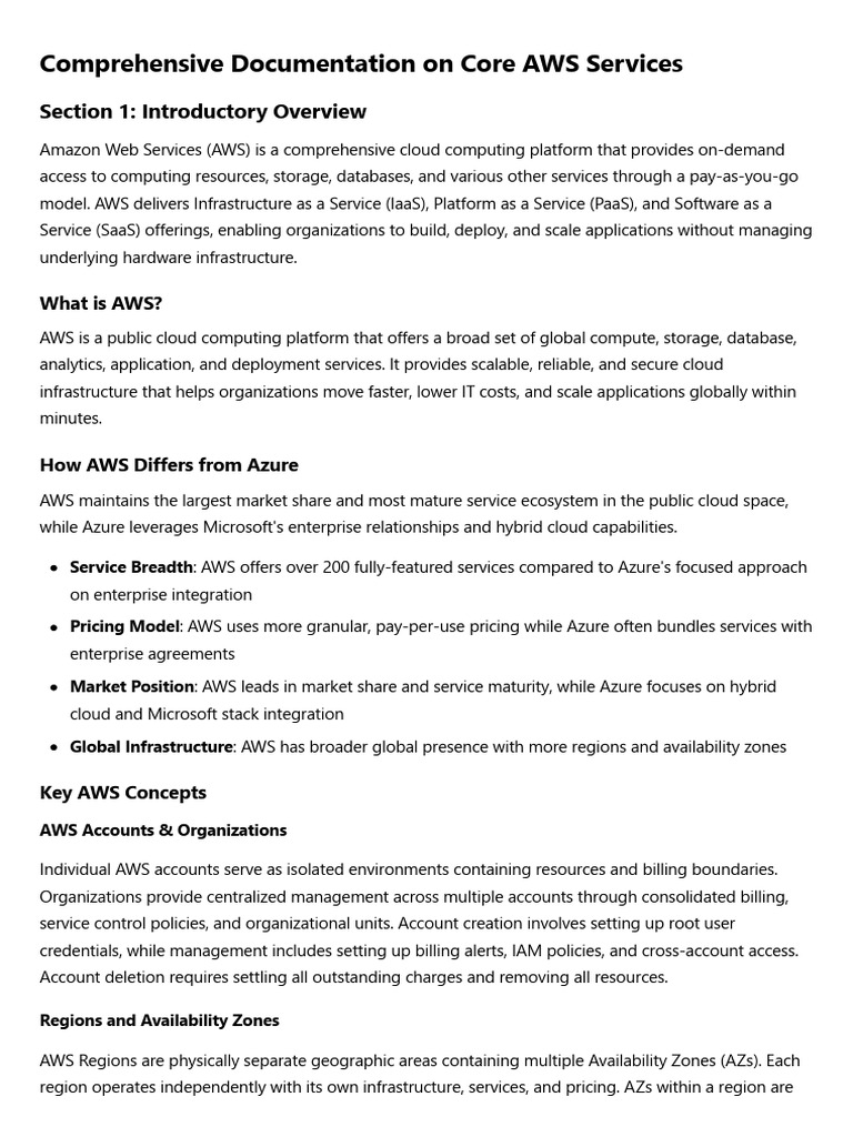 Core AWS Services Overview Guide | PDF | Cloud Computing | Amazon Web ...