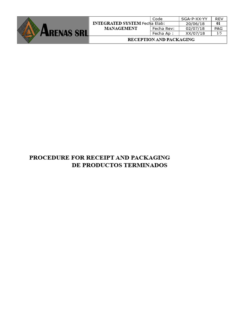Finished Product Packaging Procedure | PDF