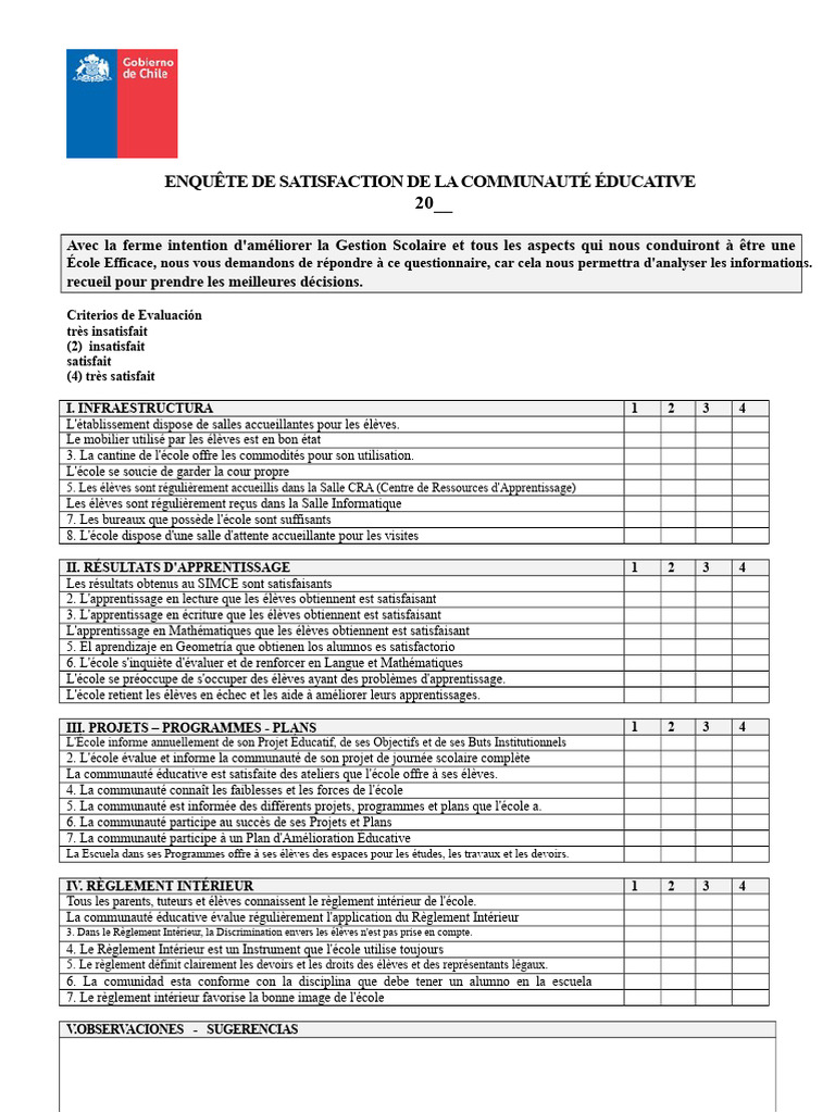Enquête de Satisfaction Éducative 2023 | PDF