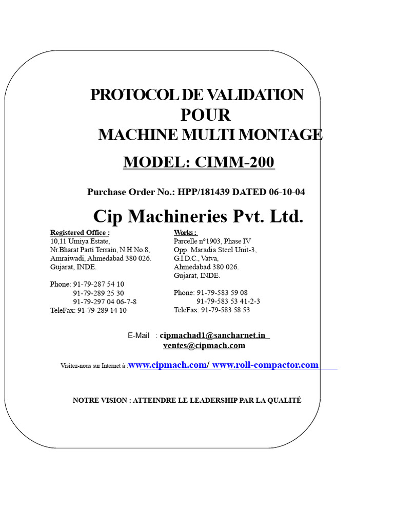 Validation Machine Multi Mill GMP | PDF | Biens manufacturés | Machine