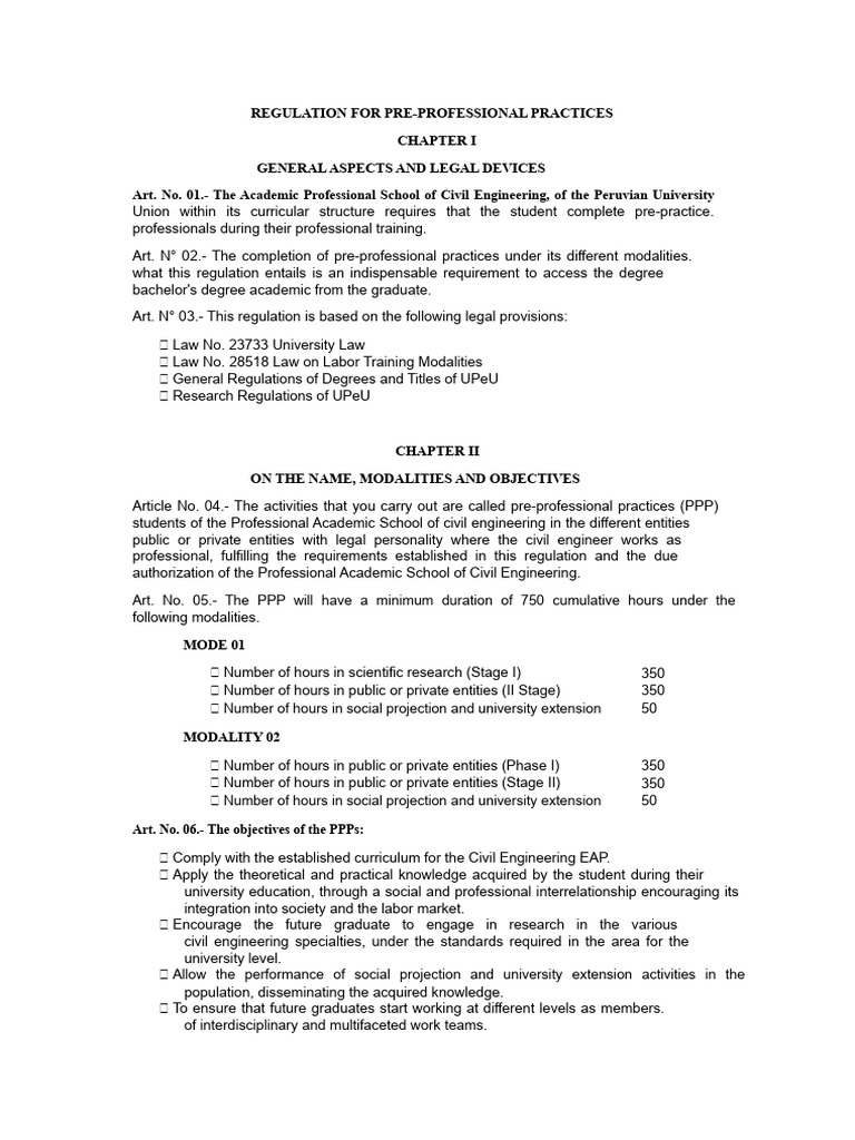 Pre-Professional Practices Regulation | PDF | Public–Private Partnership