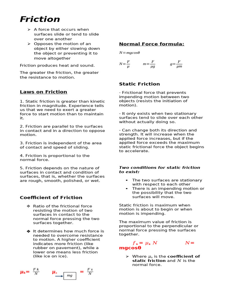 Understanding Friction: Types and Laws | PDF | Friction | Force