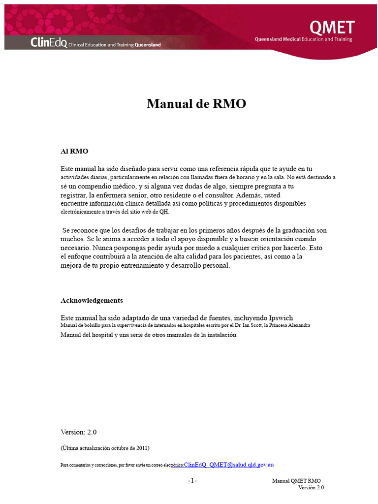 Manual RMO Aussie | PDF | Medicamentos con receta | Hospital