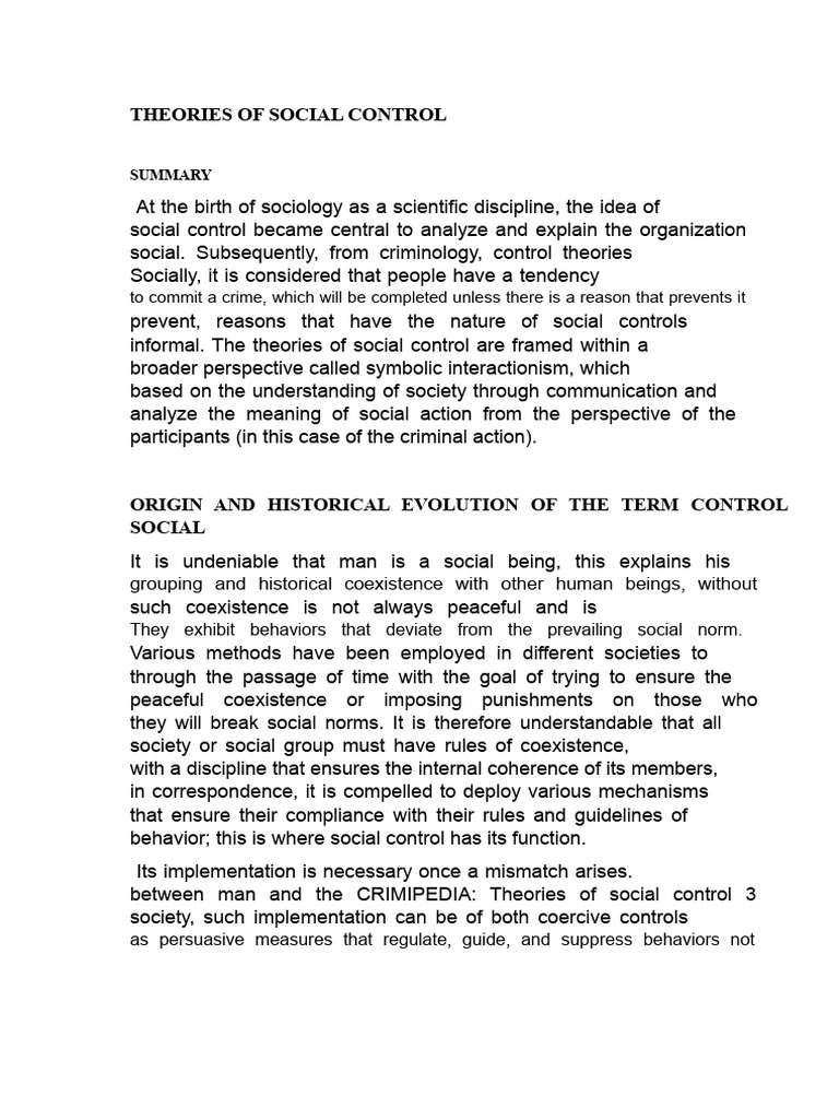 Understanding Social Control Theories | PDF | Crimes | Crime & Violence