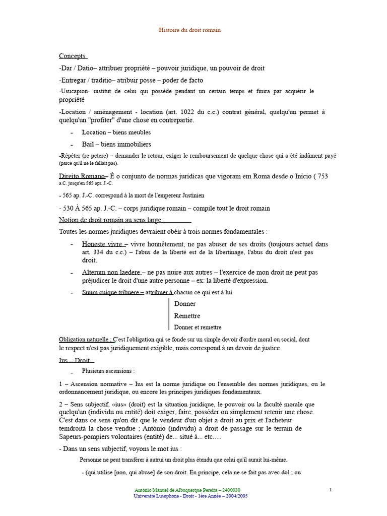 Histoire et principes du droit romain | PDF | Droit romain | Rome antique