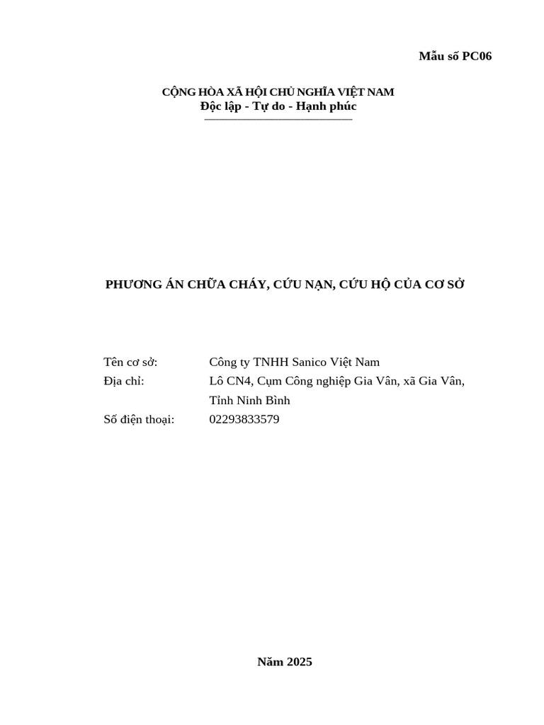 Mẫu số PC06 (phương án pccc và chcn | PDF
