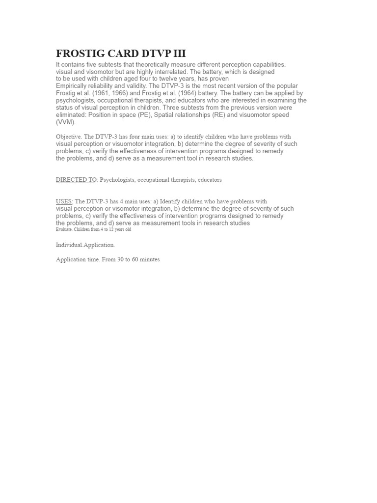 Frostig DTVP III Sheet | PDF