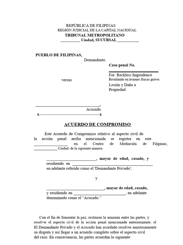 Acuerdo de Compromiso en Caso Penal | PDF | Justicia | Crimen y violencia