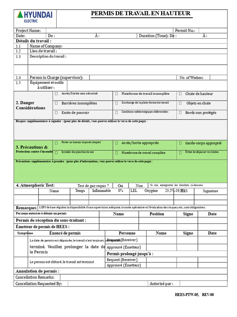 Permis de Travail en Hauteur : Guide Sécuritaire | PDF | Sécurité