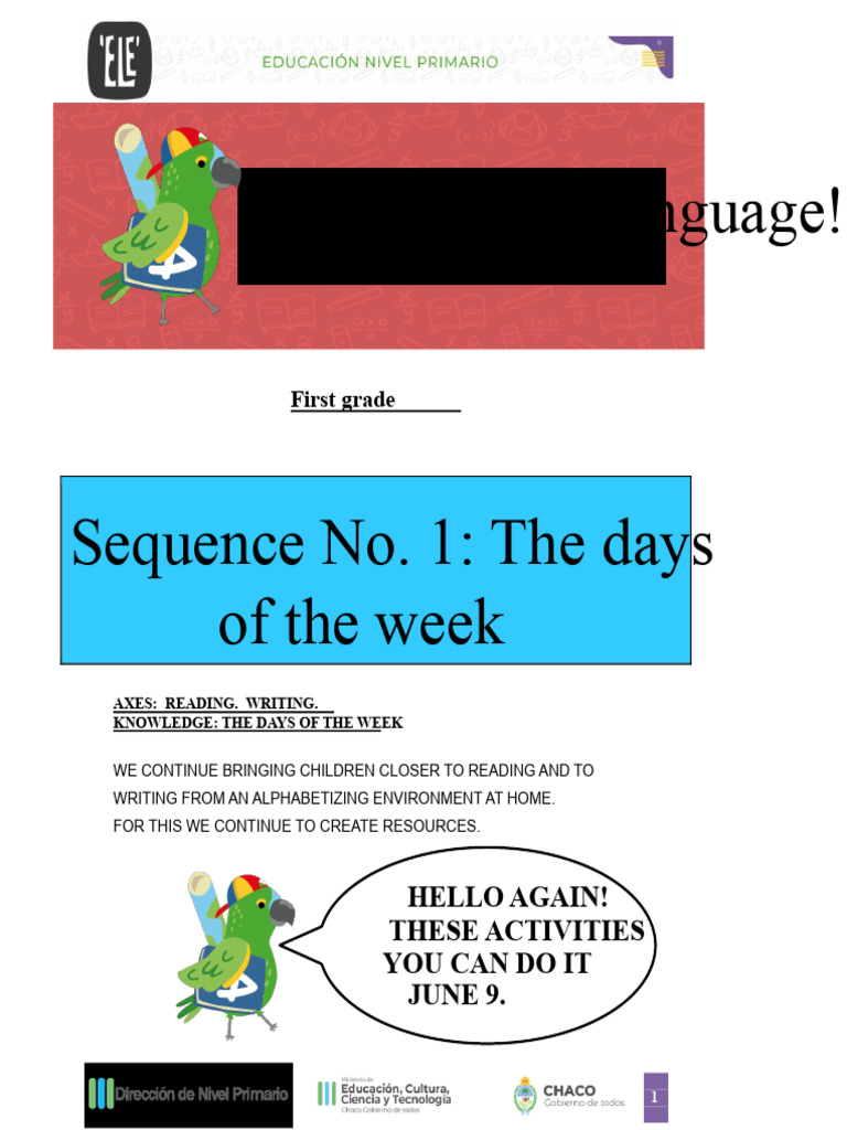 Fresh Look at 1St Grade Activities Sequence N 1 The Days Of The