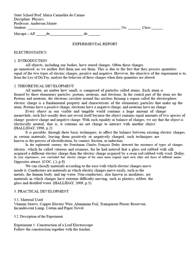 Electroscope Report | PDF | Electric Charge | Atoms