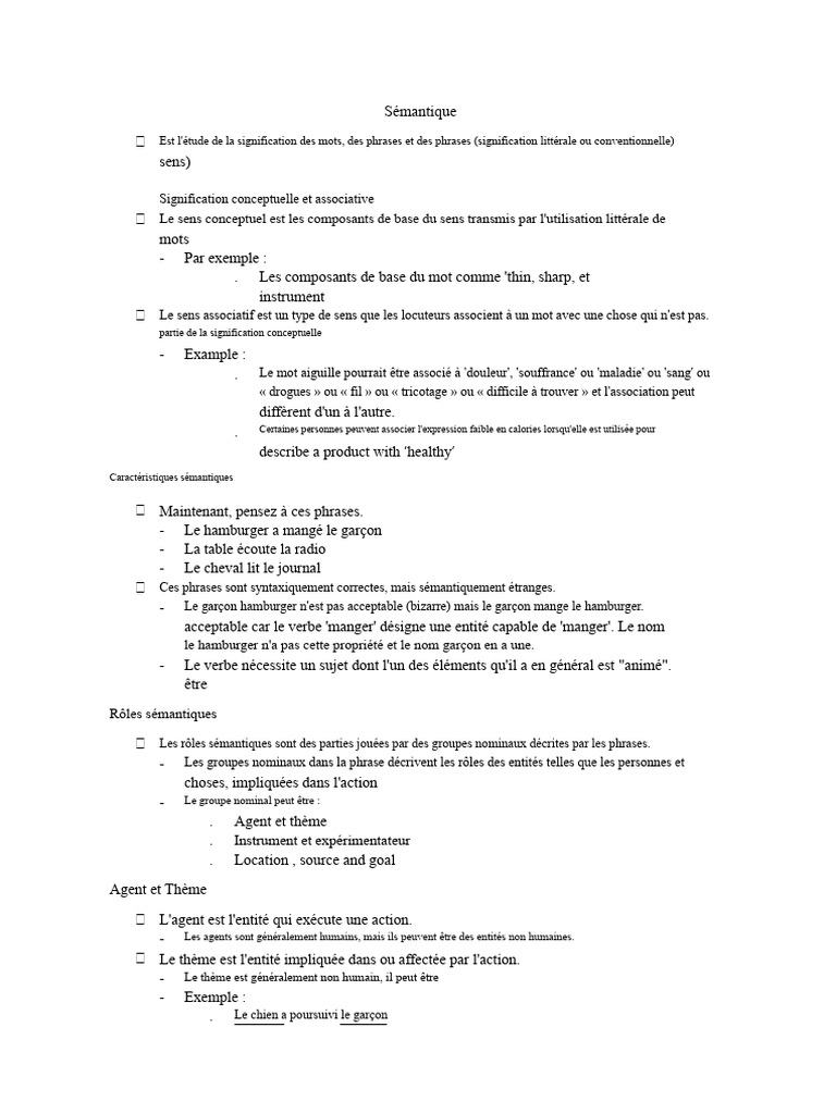 Comprendre la sémantique et ses rôles | PDF | Sémantique | Phrase