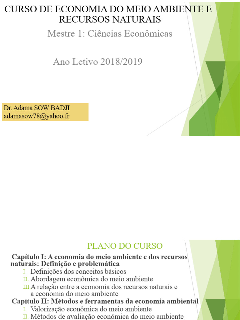 Curso de Economia Do Meio Ambiente e Dos Recursos Naturais | PDF ...