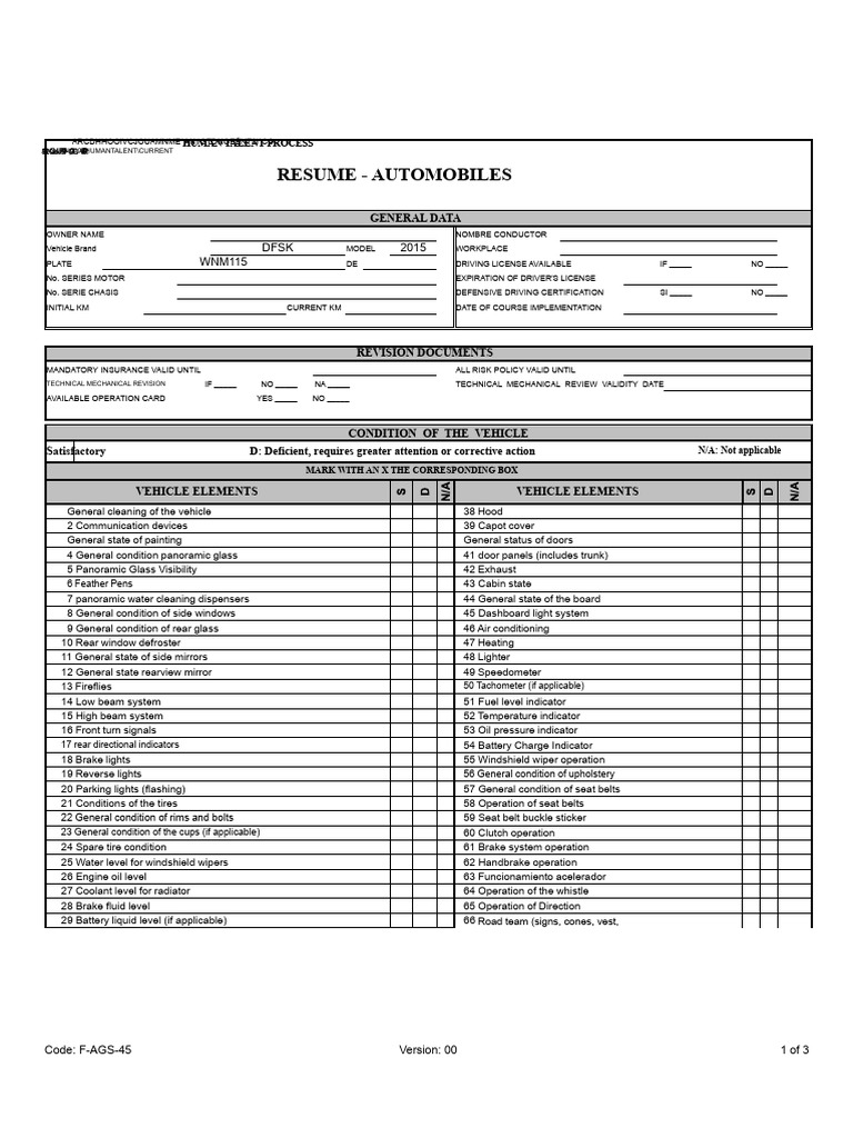 Vehicle Condition and Maintenance Report | PDF | Vehicles | Driver's ...