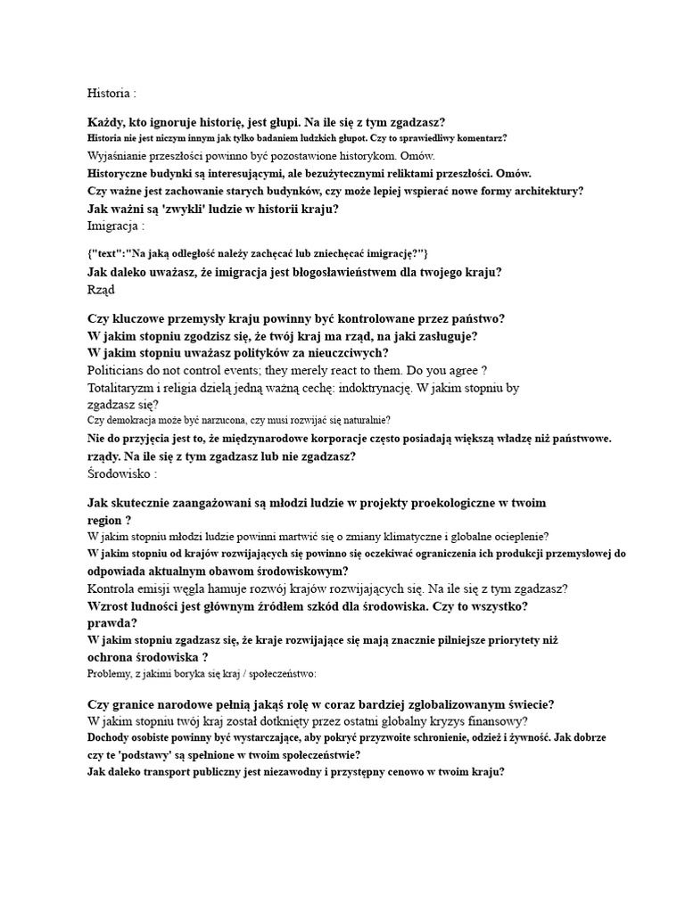 Ogólne Pytania Do Pracy Na Poziomie A | PDF