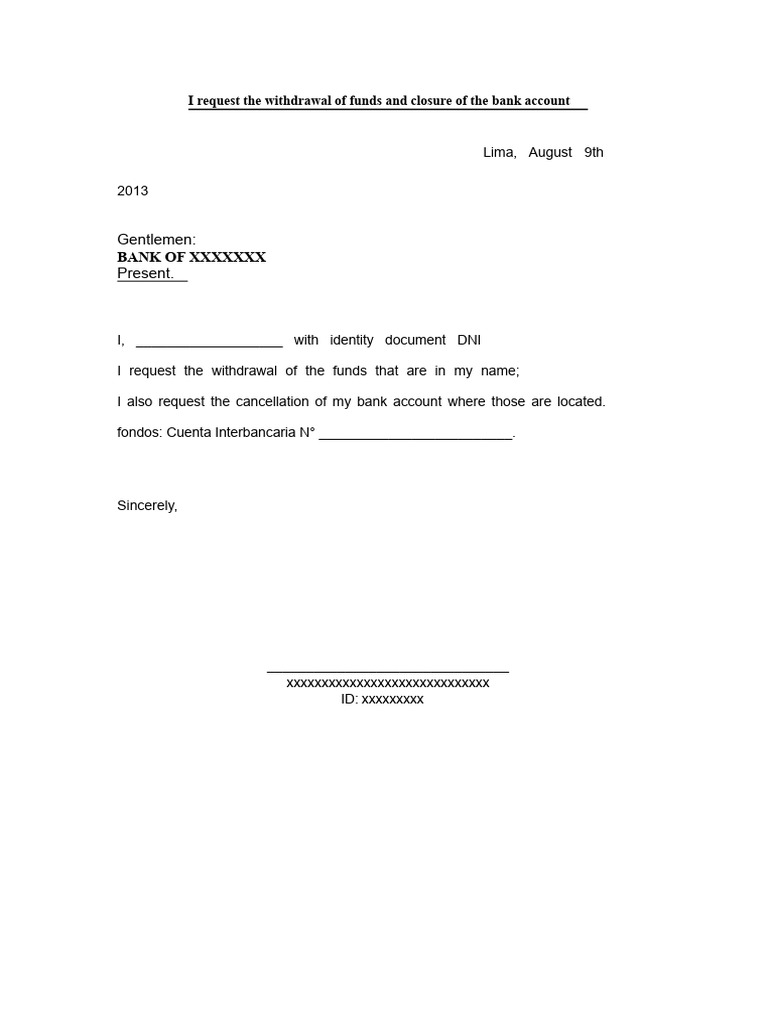 Bank Withdrawal Request | PDF