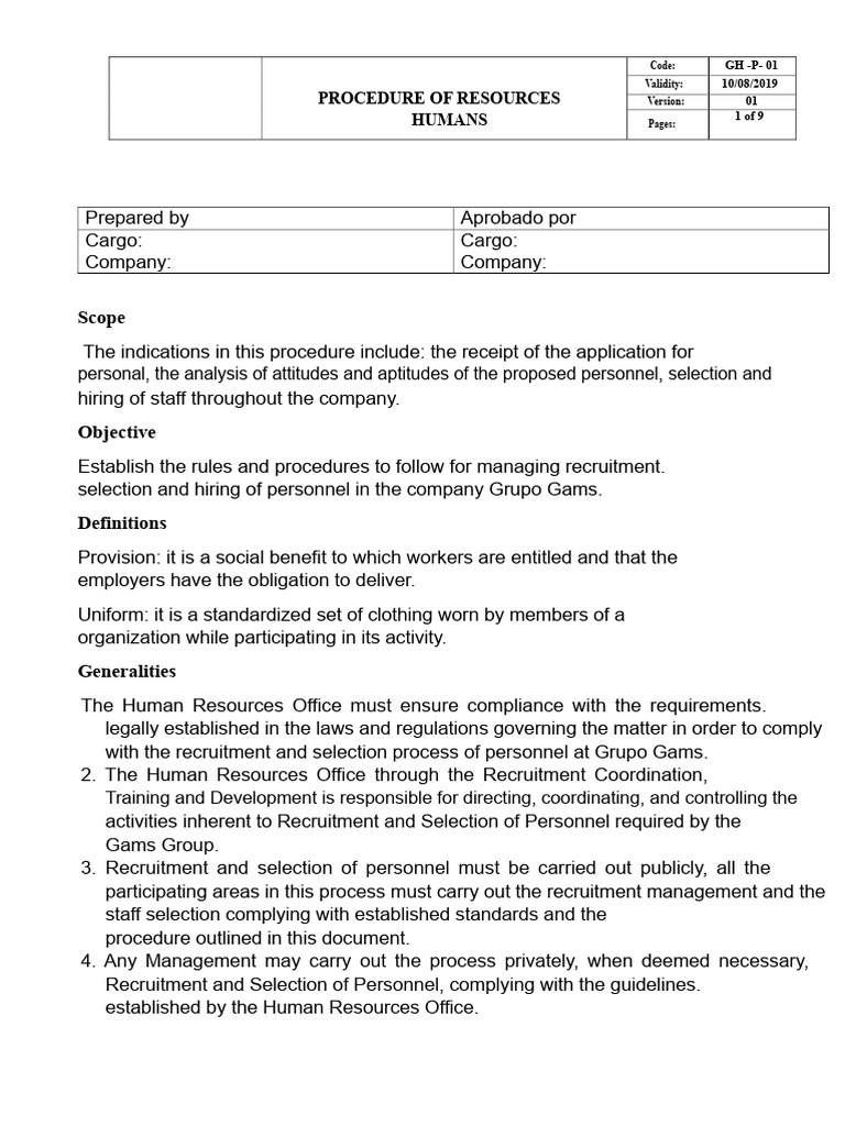 Recruitment and Hiring Procedure Guide | PDF | Recruitment | Human ...