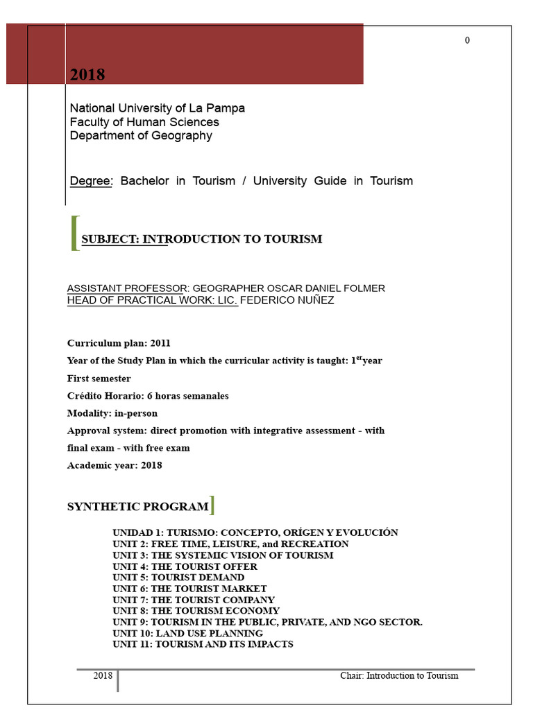 Introduction to Tourism Curriculum 2018 | PDF | Tourism | Learning