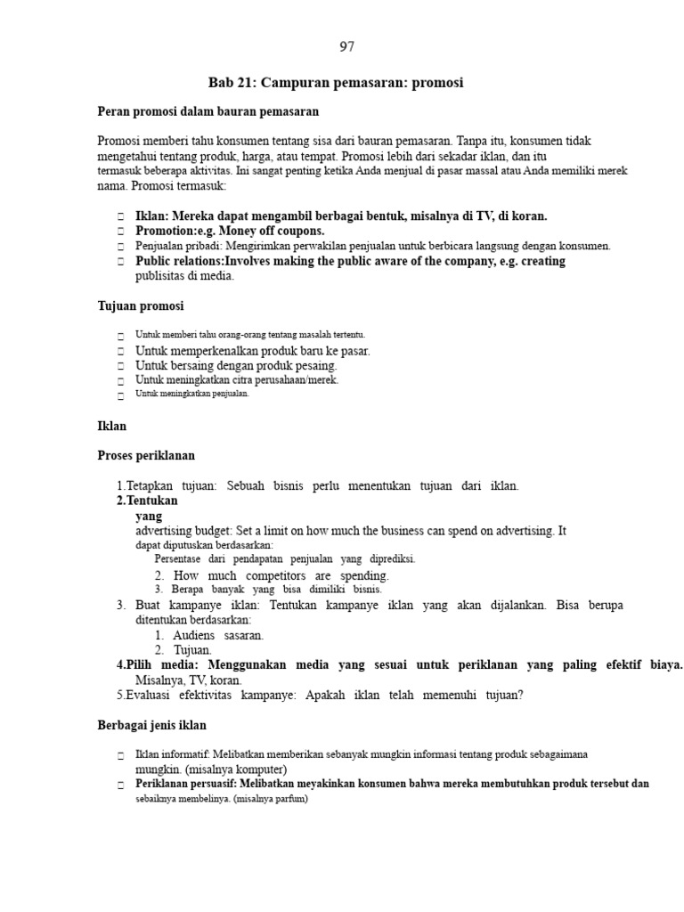 Catatan Studi Bisnis IGCSE Bab 21 | PDF