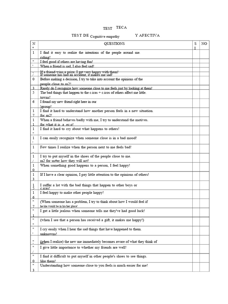 Cognitive Empathy Assessment Test | PDF | Empathy | Cognitive Psychology