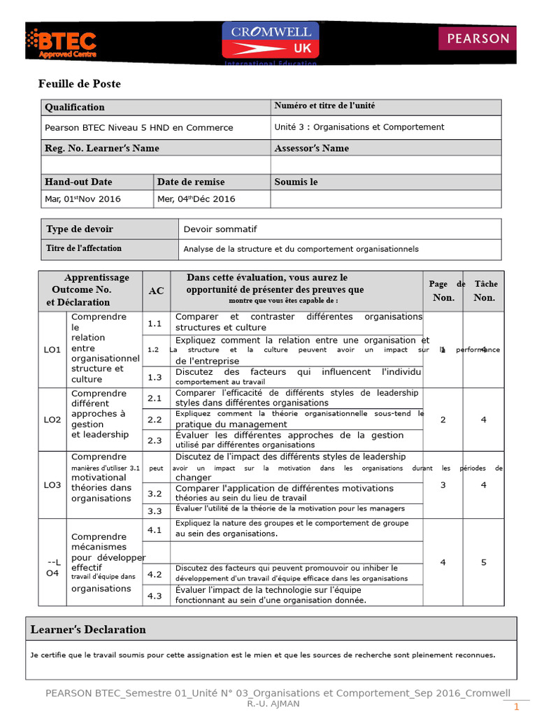 Analyse de la structure et du comportement organisationnels | PDF ...