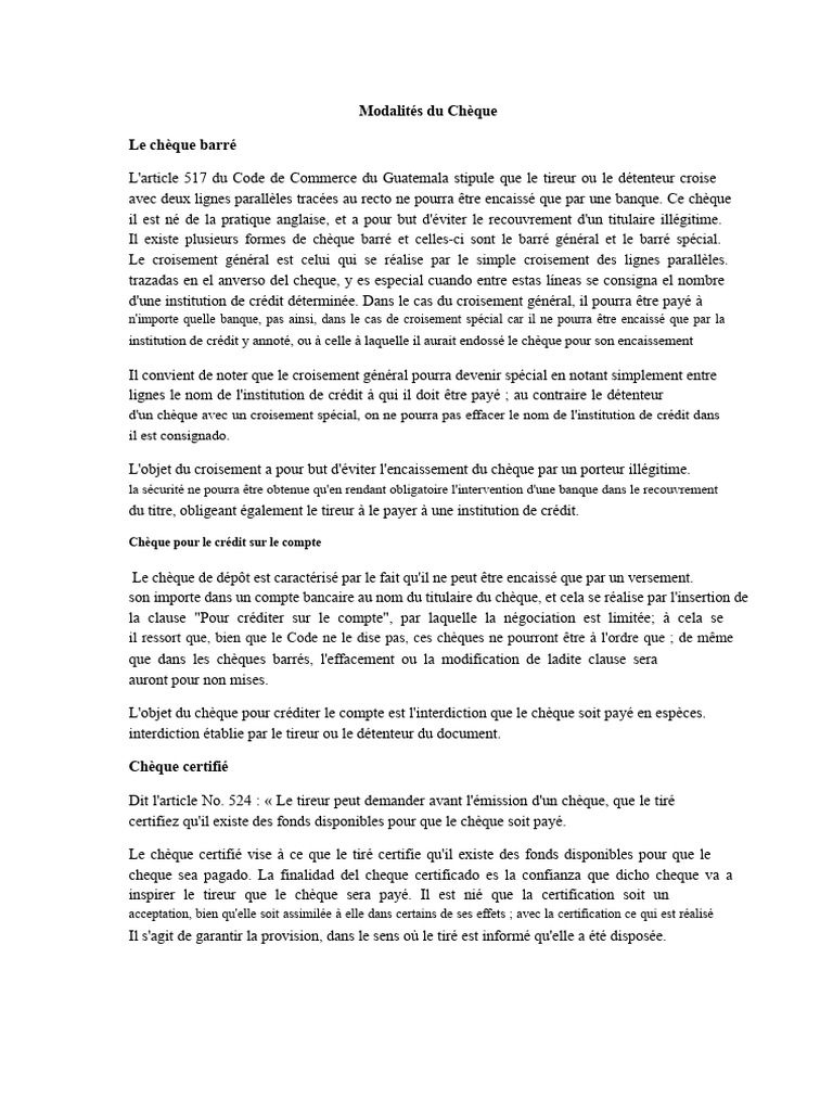 Types de chèques au Guatemala | PDF | Chèque | Banques