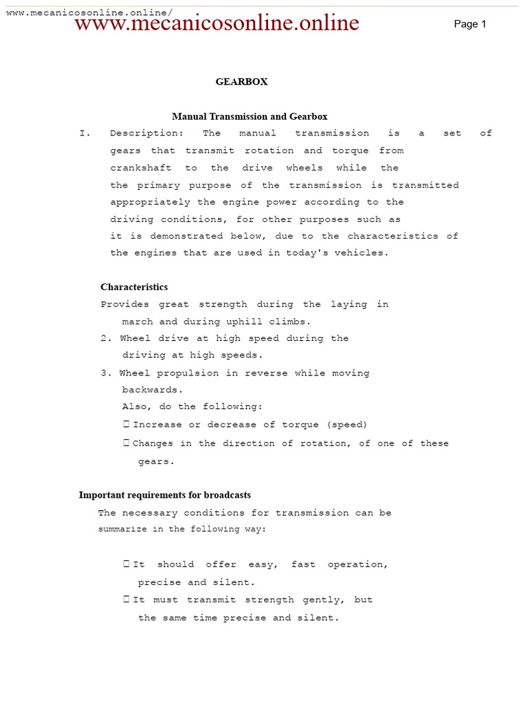 PDF - Manual For Manual and Automatic Gearbox | PDF | Manual ...