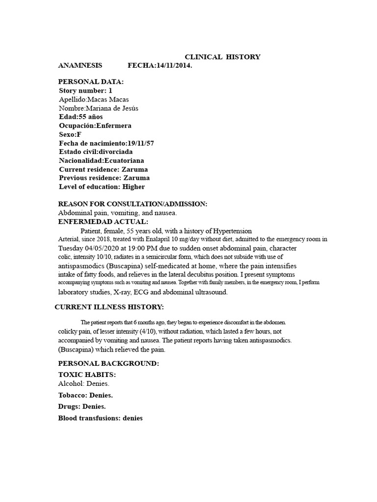 Clinical History | PDF | Bile | Pancreas
