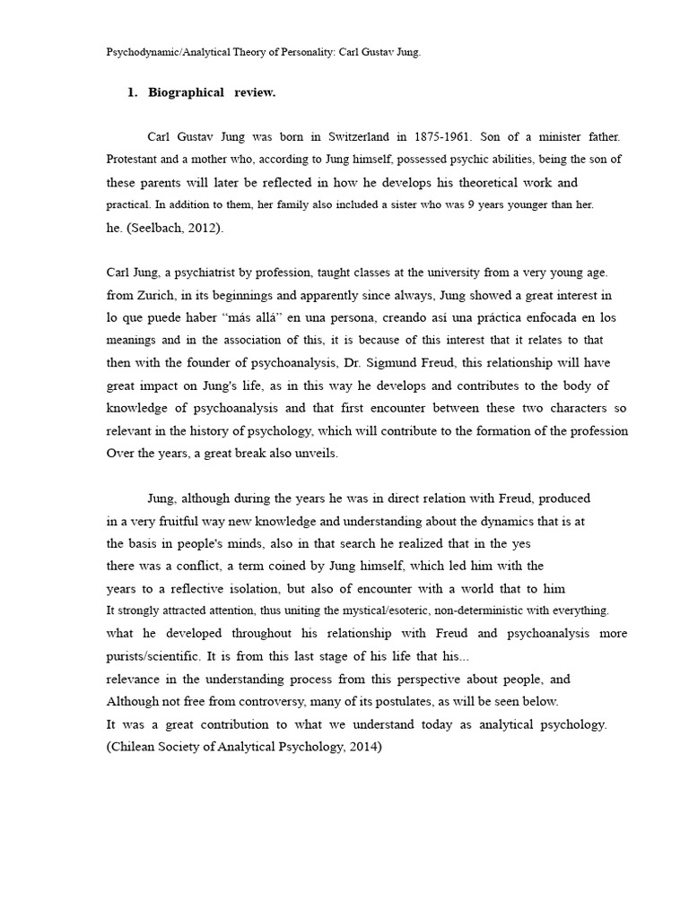 Psychodynamic-Analytic Theory of Personality - Carl Gustav Jung. | PDF ...