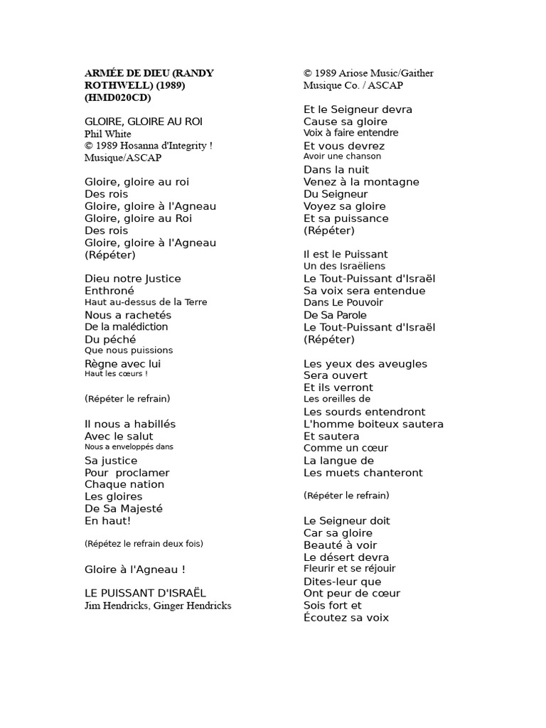 Louanges et hymnes de l'Armée de Dieu | PDF | Doctrines et croyances ...