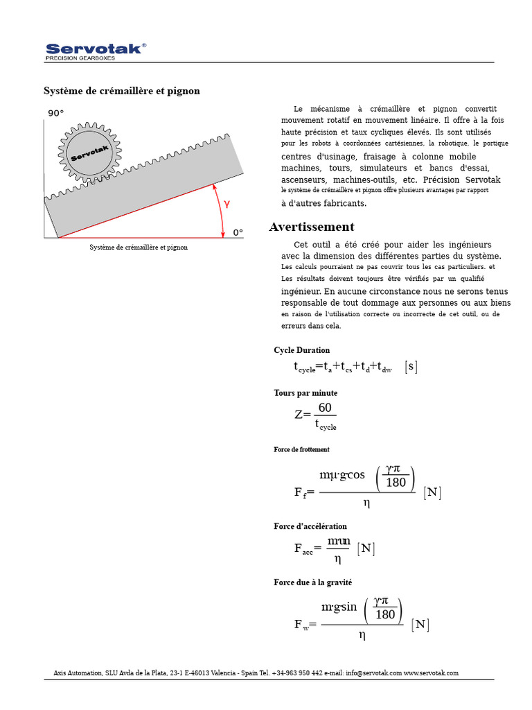Système de crémaillère et pignon expliqué PDF Friction Accélération — free download