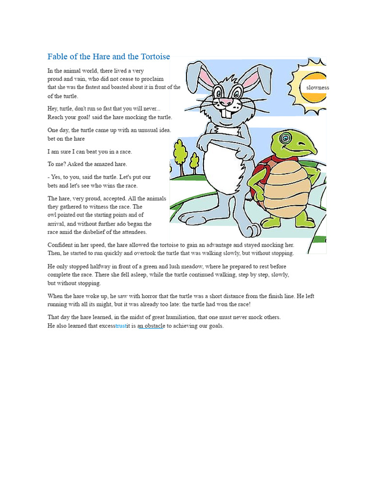Hare vs. Tortoise: A Lesson in Humility | PDF