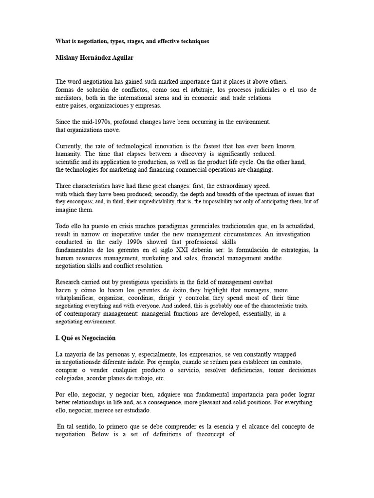 Understanding Negotiation: Types & Techniques | PDF | Negotiation ...