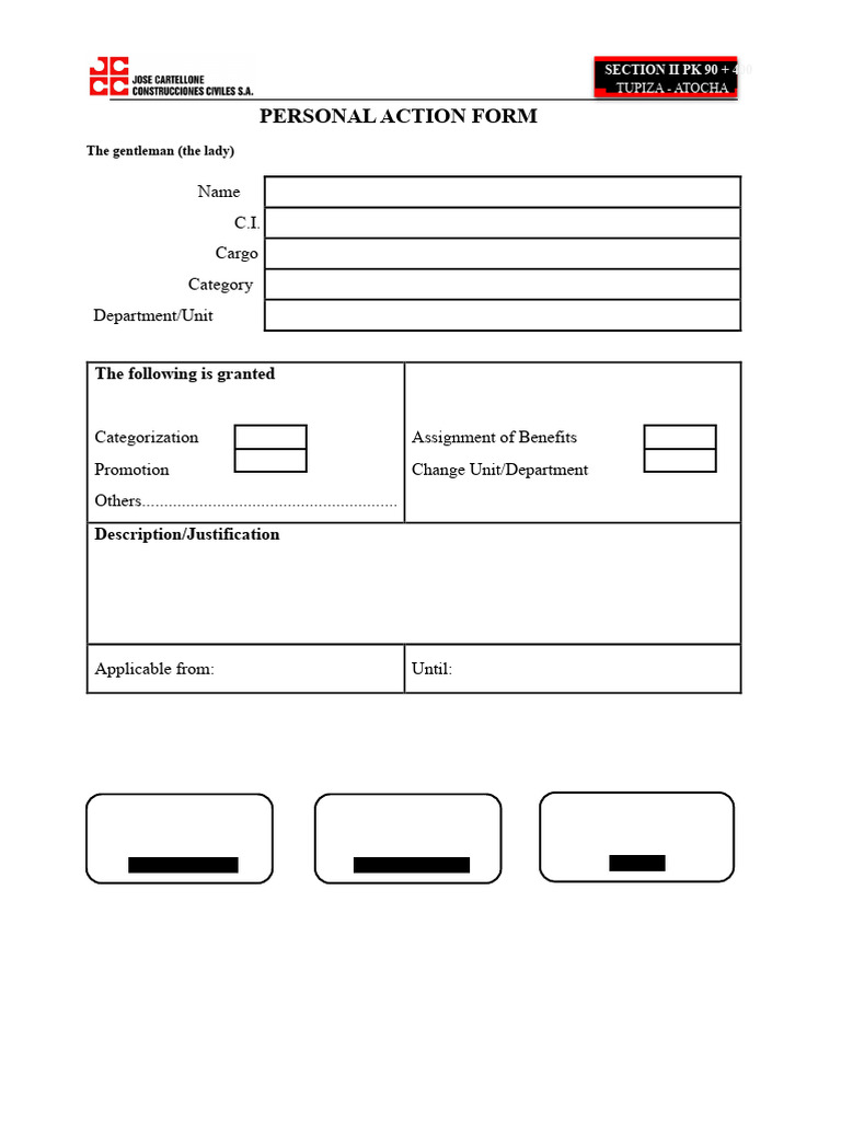 Personal Action Form | PDF