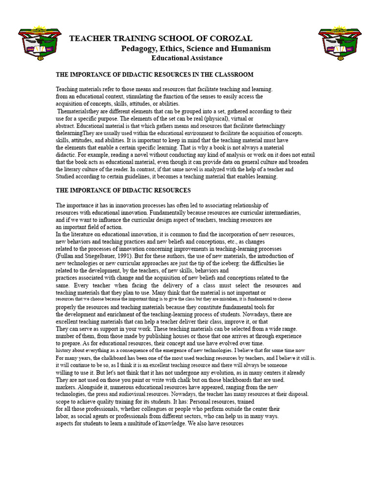 Importance of Didactic Resources in Education | PDF | Teachers | Learning