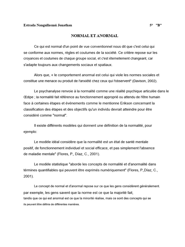 Normalité et Anormalité : Perspectives Sociales | PDF | Psychologie ...