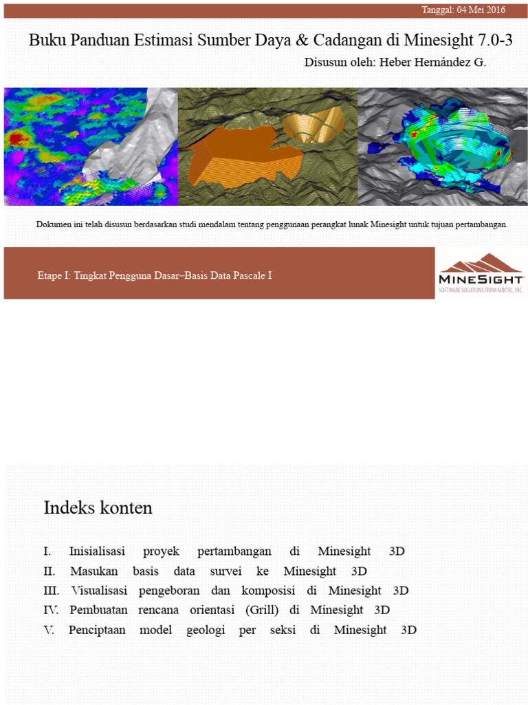 Panduan Minesight 7.0: Estimasi Sumber Daya | PDF