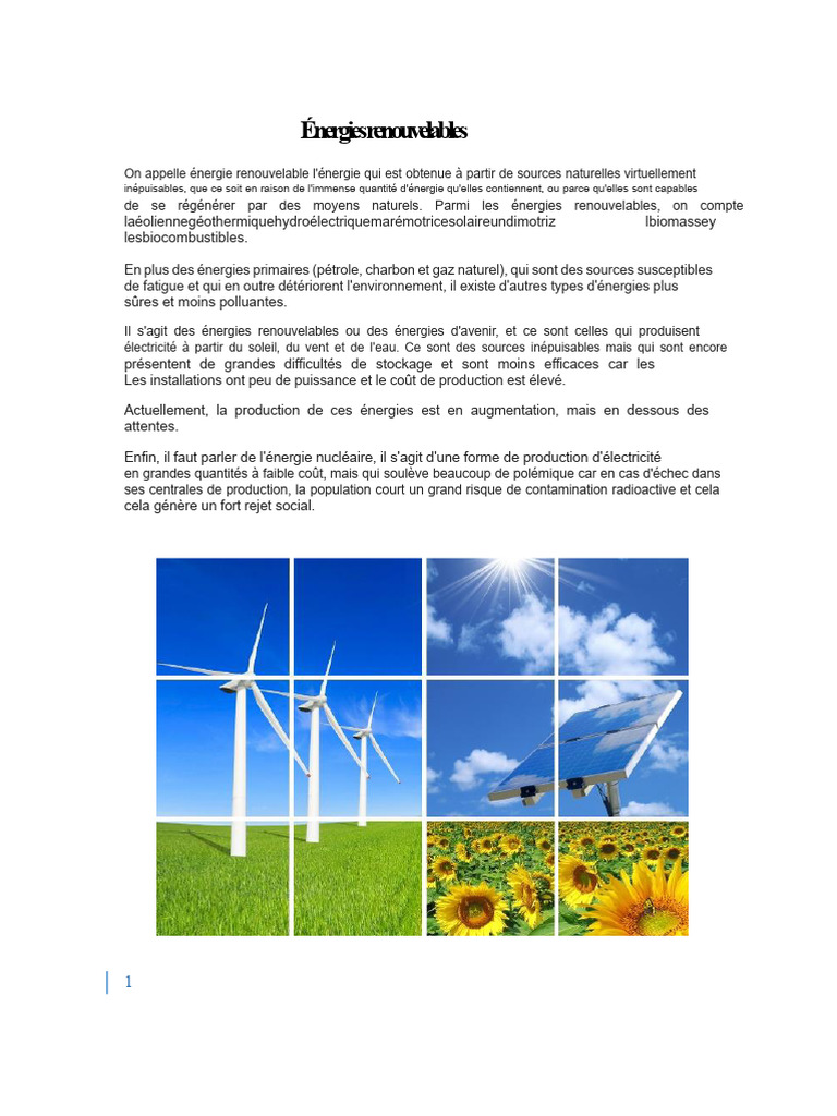 Énergies renouvelables : enjeux et solutions | PDF | Énergie ...