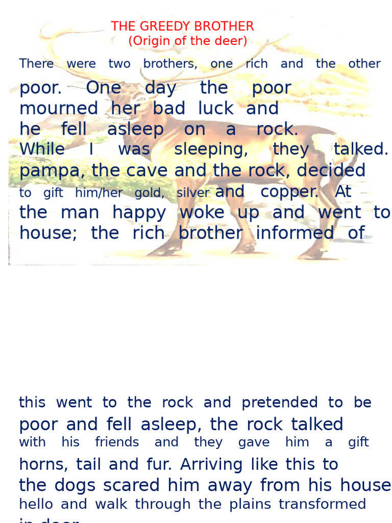 The Greedy Brother: A Deer Origin Tale | PDF